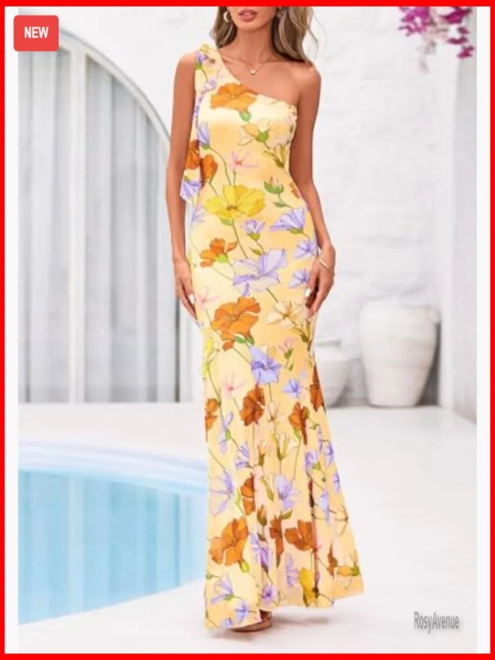 One Shoulder Maxi Dress Formal Bodycon Mesh Slim Fit Lightweight